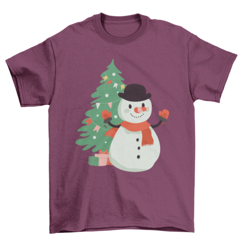 Snowman Christmas tree t-shirt