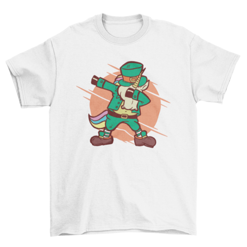 Leprechaun dabbing unicorn t-shirt design