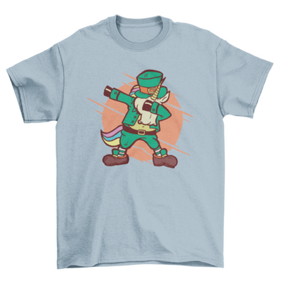 Leprechaun dabbing unicorn t-shirt design