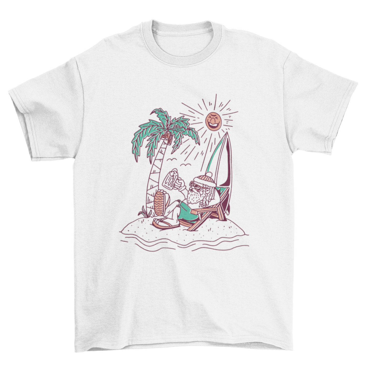 Santa claus summer beach t-shirt design