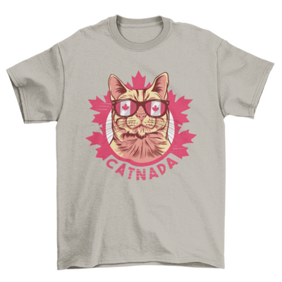 Cool Canada cat wear sunglasses with word catnada t-shirt