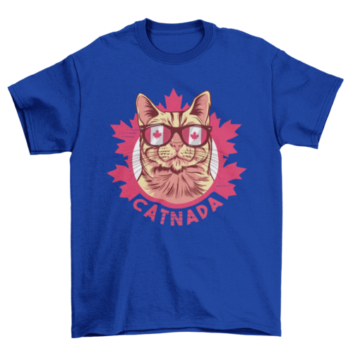 Cool Canada cat wear sunglasses with word catnada t-shirt