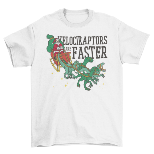 Santas sleigh with velociraptors t-shirt