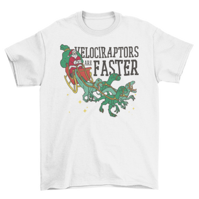 Santas sleigh with velociraptors t-shirt