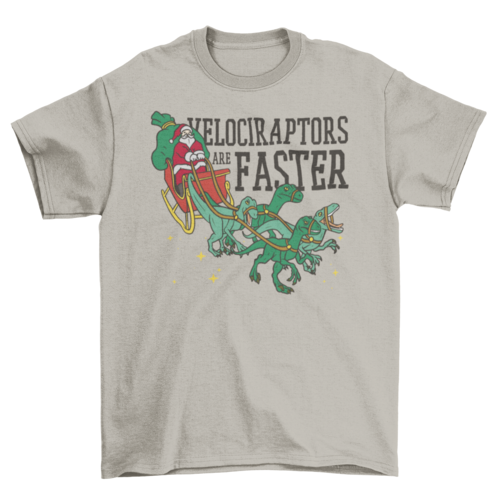 Santas sleigh with velociraptors t-shirt