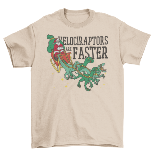 Santas sleigh with velociraptors t-shirt