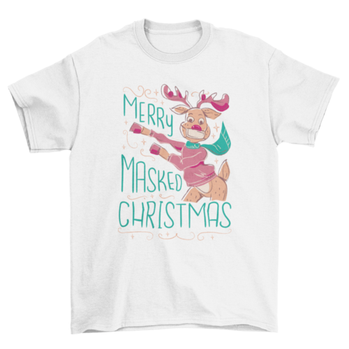 Merry masked christmas reindeer t-shirt