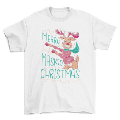 Merry masked christmas reindeer t-shirt