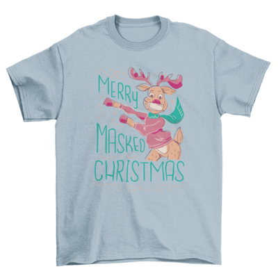 Merry masked christmas reindeer t-shirt