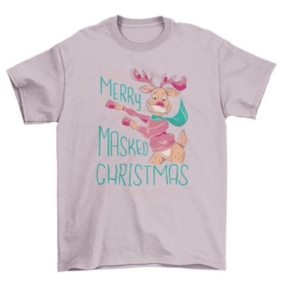 Merry masked christmas reindeer t-shirt
