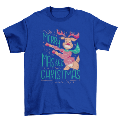 Merry masked christmas reindeer t-shirt