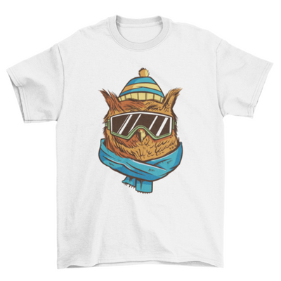 Winter owl with glasses and hat t-shirt