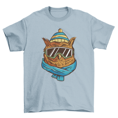 Winter owl with glasses and hat t-shirt