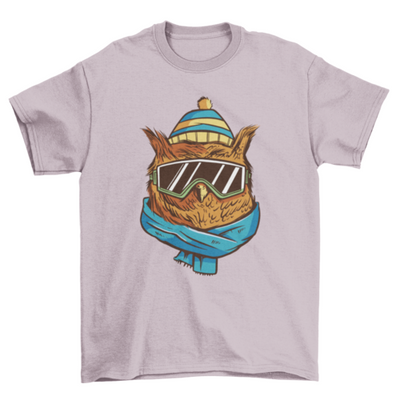 Winter owl with glasses and hat t-shirt