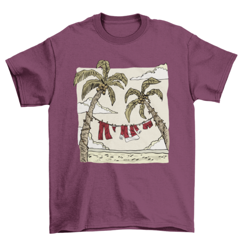 Santa Claus clothes in the beach t-shirt design