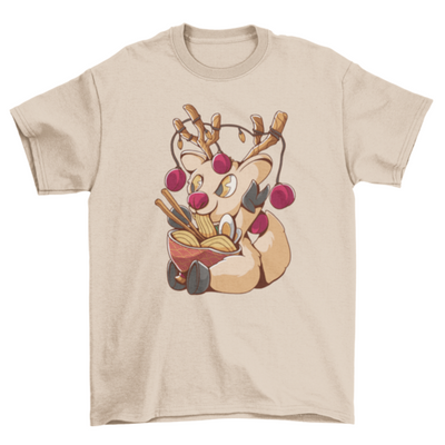 Cute Christmas ramen deer t-shirt