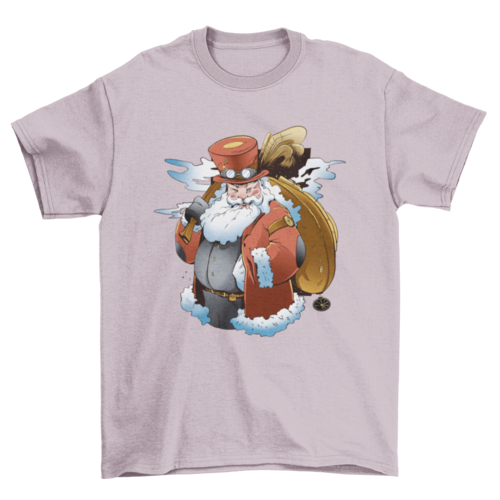 Santa Claus carrying bag of Christmas gifts steampunk t-shirt