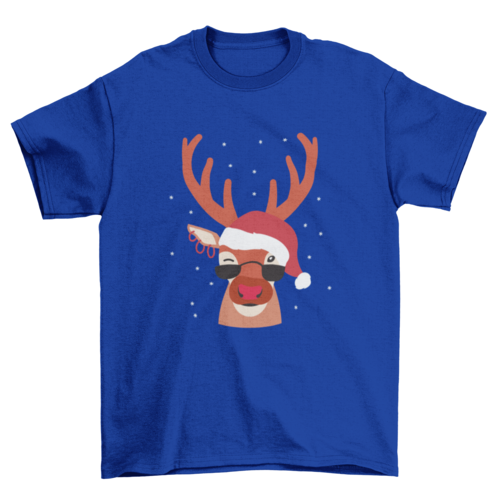 Cool reindeer Christmas t-shirt design