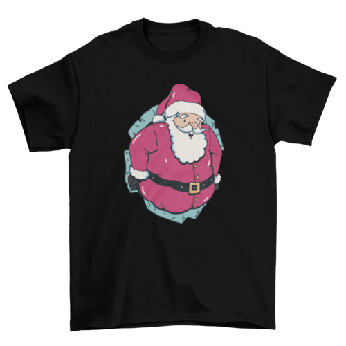 Santa Claus in a hole Christmas t-shirt design