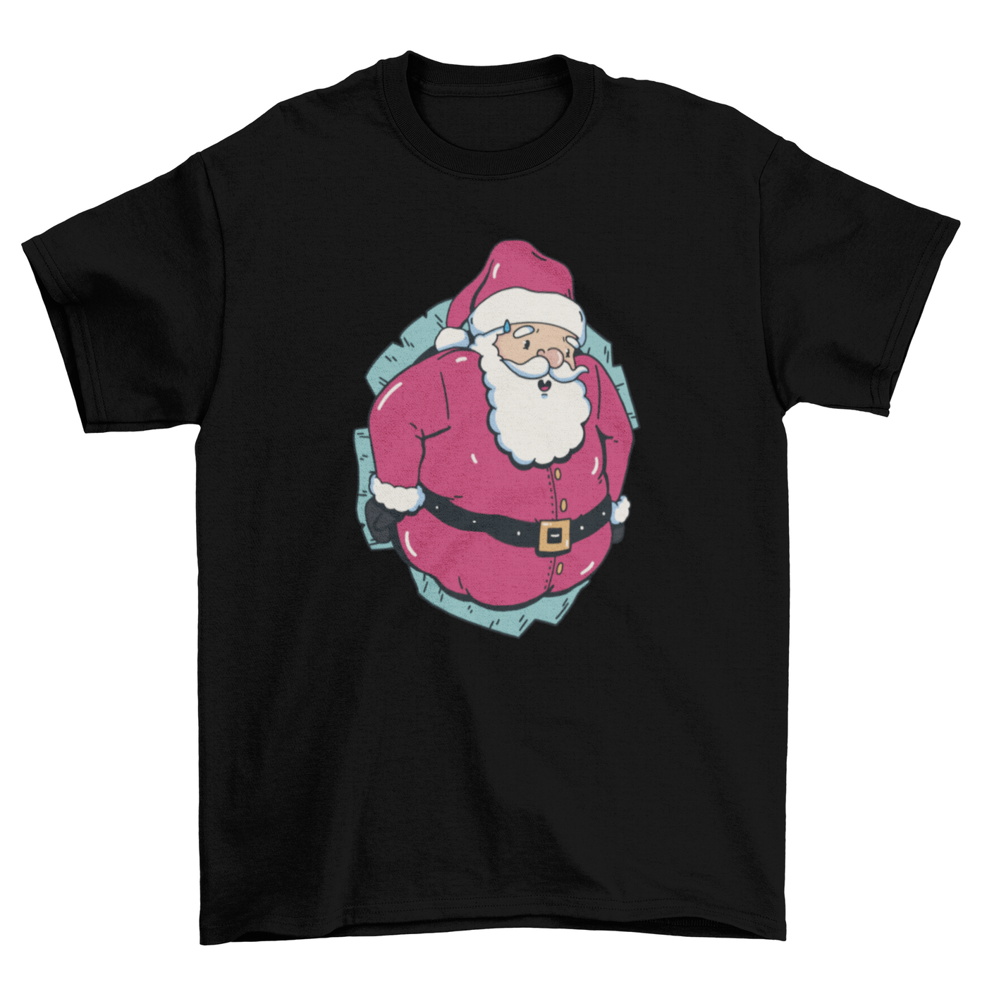 Santa Claus in a hole Christmas t-shirt design