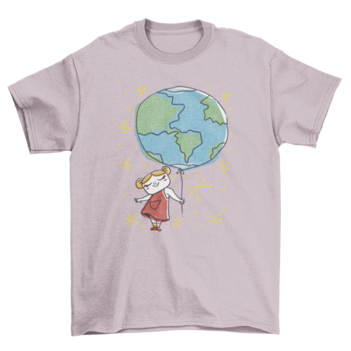 Graphic t-shirts  holding Earth Planet balloon girl t-shirt design