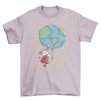 Graphic t-shirts  holding Earth Planet balloon girl t-shirt design