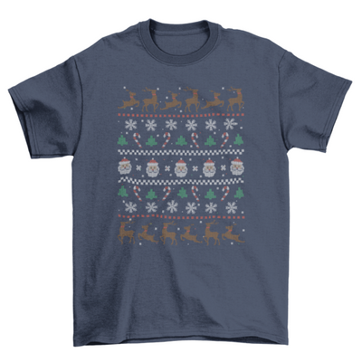 Christmas sweater santa and deers t-shirt