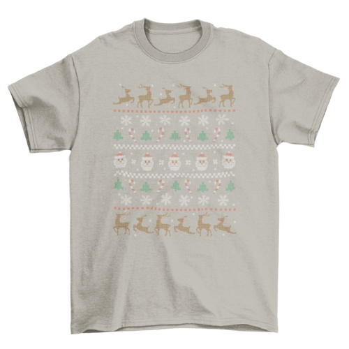 Christmas sweater santa and deers t-shirt