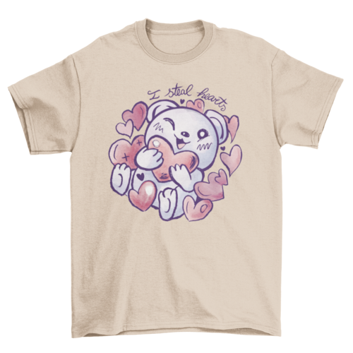 Bear with hearts valentines day t-shirt