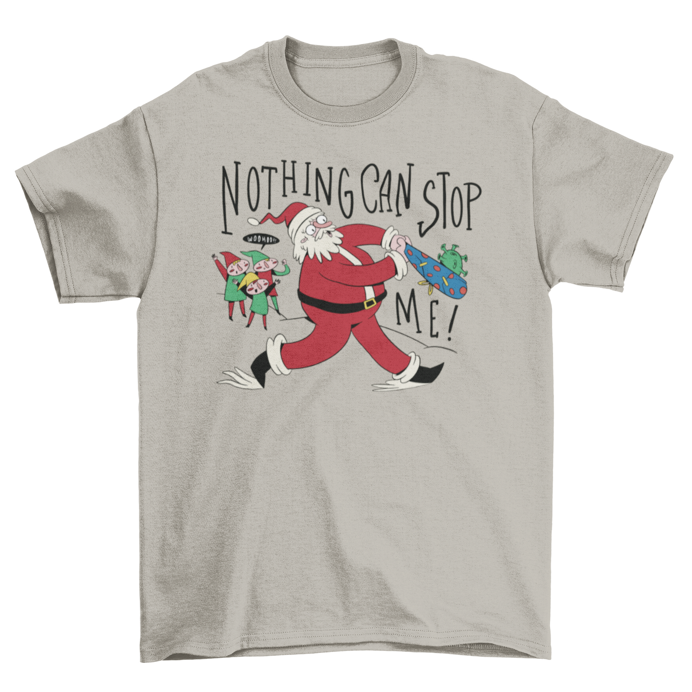 Santa claus hitting covid t-shirt