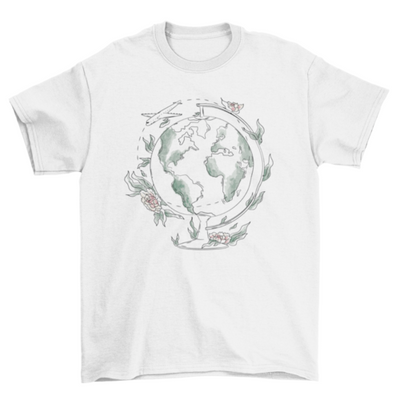 Planet Earth globe line art t-shirt