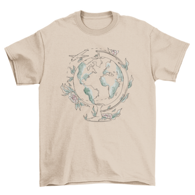 Planet Earth globe line art t-shirt