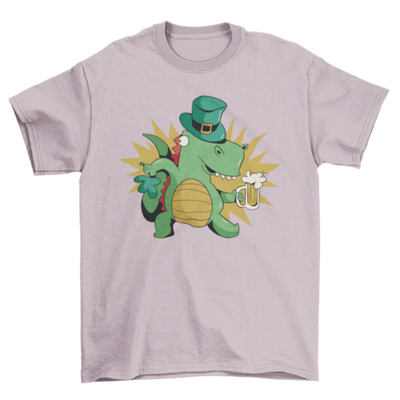 St patricks dinosaur with beer t-shirt