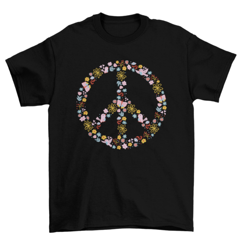 Floral peace symbol t-shirt