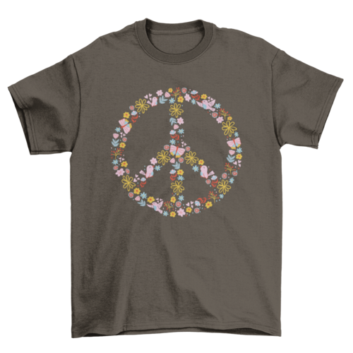 Floral peace symbol t-shirt