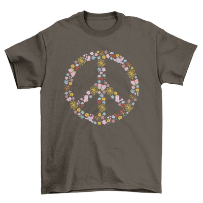 Floral peace symbol t-shirt