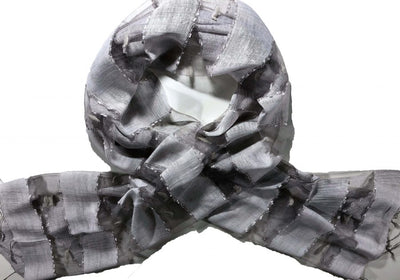 Gray Silk Linen Blend Scarf