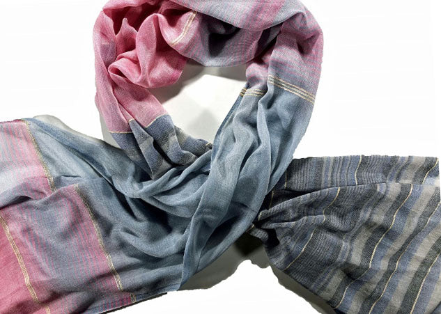 Pink and Blue Light Cotton Scarf