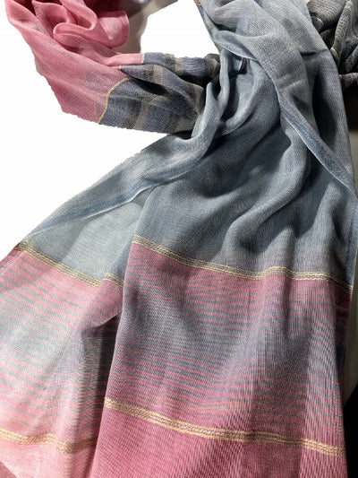 Pink and Blue Light Cotton Scarf