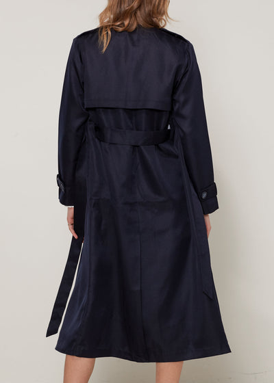 Women's Tie Waist Maxi Trench Coat