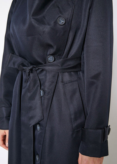 Women's Tie Waist Maxi Trench Coat