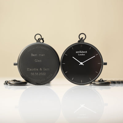 Modern Pocket Watch Black - Modern Font Engraving