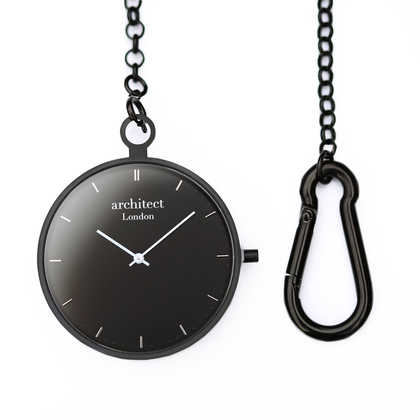 Modern Pocket Watch Black - Modern Font Engraving