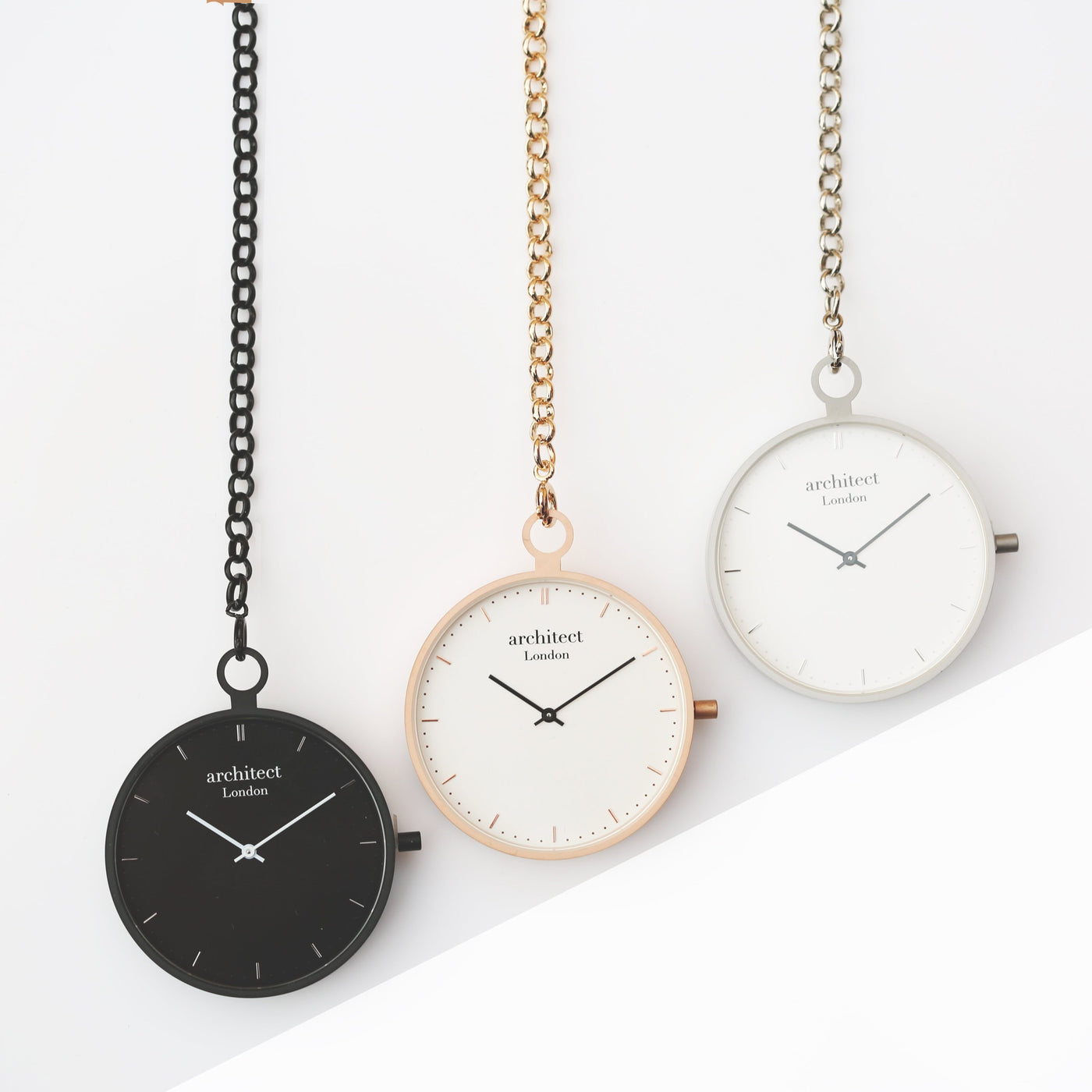 Modern Pocket Watch Black - Modern Font Engraving