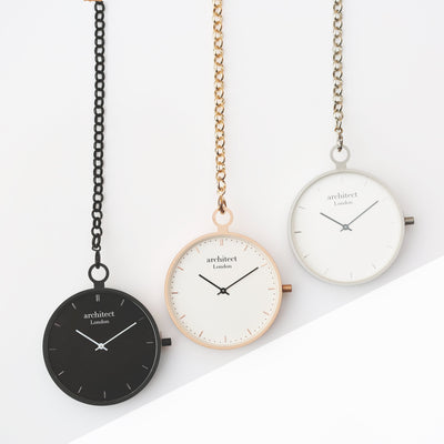 Modern Pocket Watch Black - Modern Font Engraving