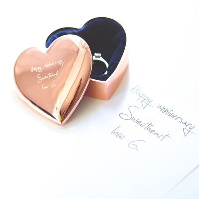 Rose Gold Heart Keepsake With Own Handwriting