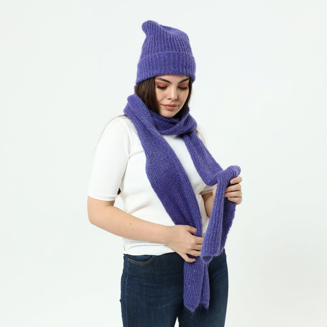 Knitted Beanie and Scarf Set - Women's Cozy Hat Scarf - Trending