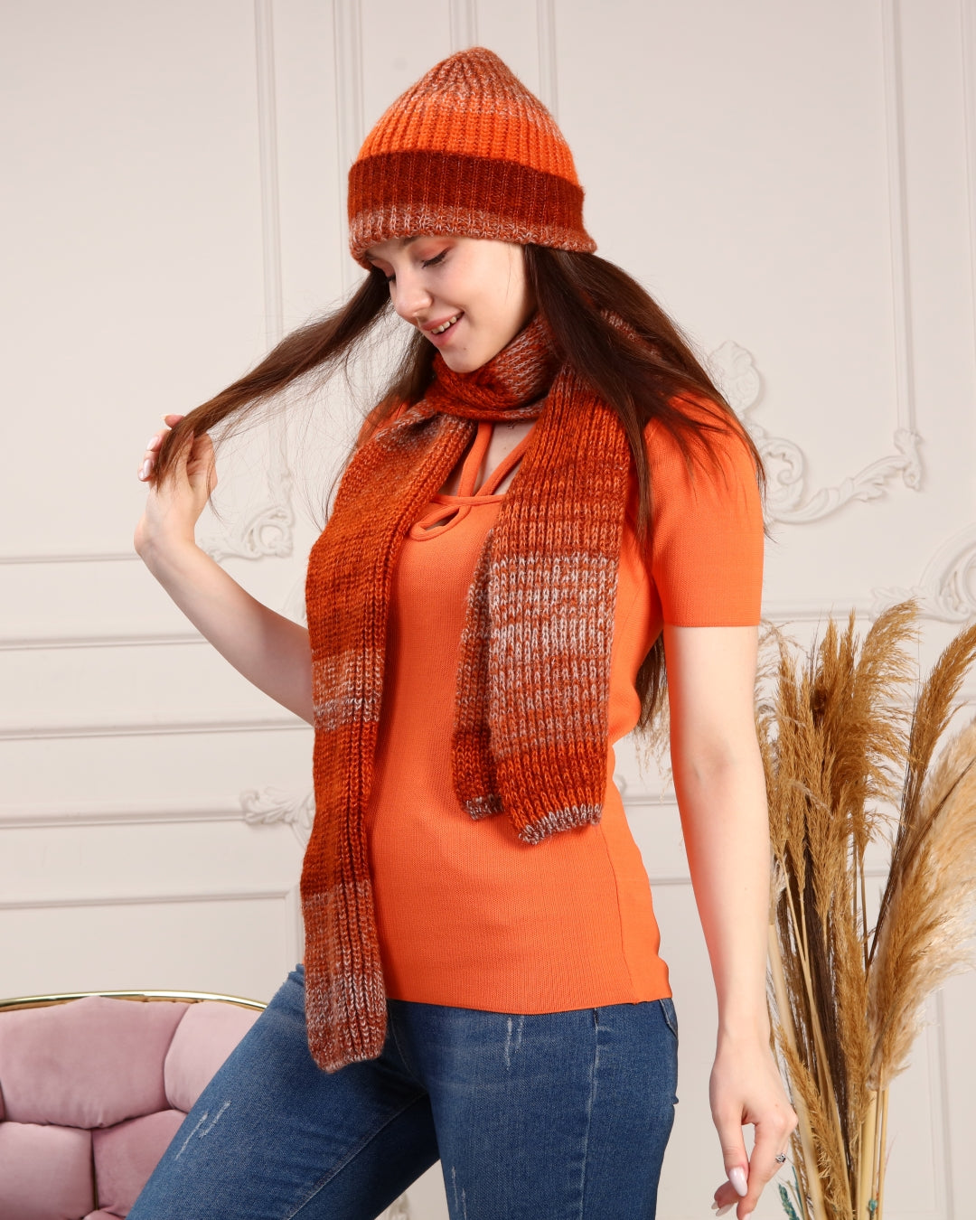 Knitted Beanie and Scarf Set - Women's Cozy Hat Scarf - Trending