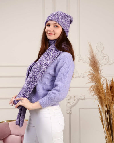 Knitted Beanie and Scarf Set - Women's Cozy Hat Scarf - Trending