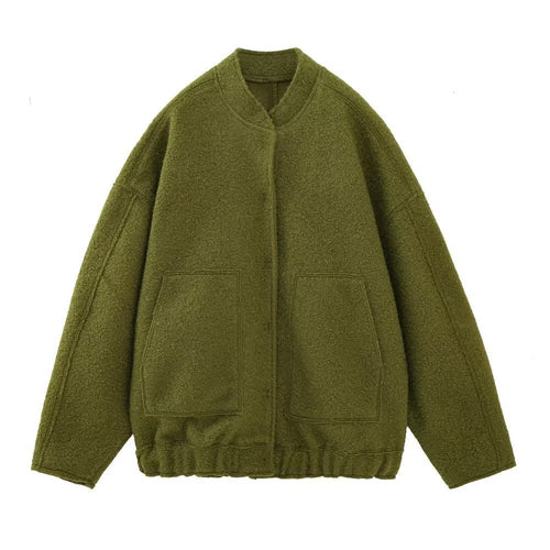 fashion coat With Pockets Fashion Plush Solid Outwear